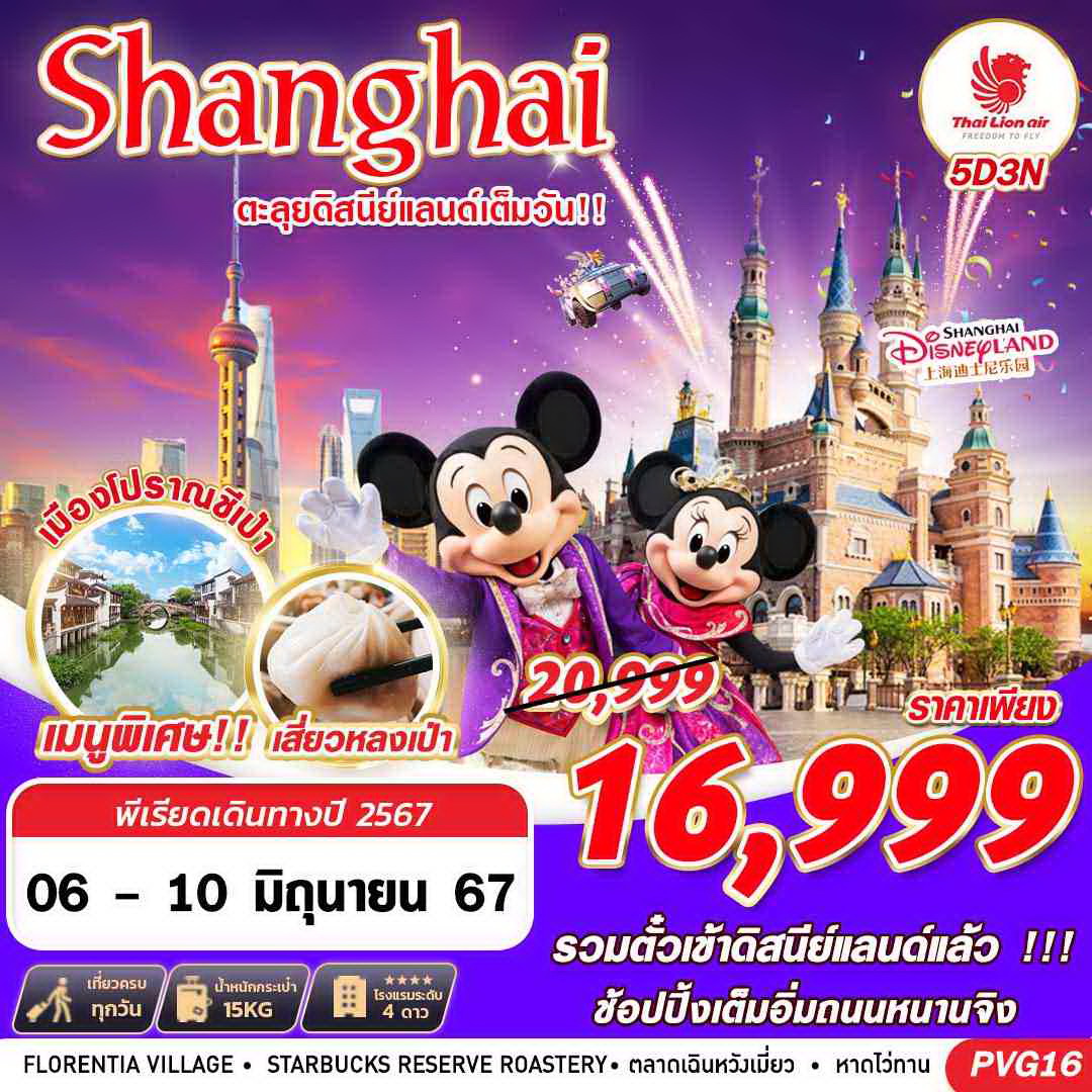 SHANGHAI ตะลุยดิสนีย์แลนด์เต็มวัน!! 5D3N (MAY-DEC24)